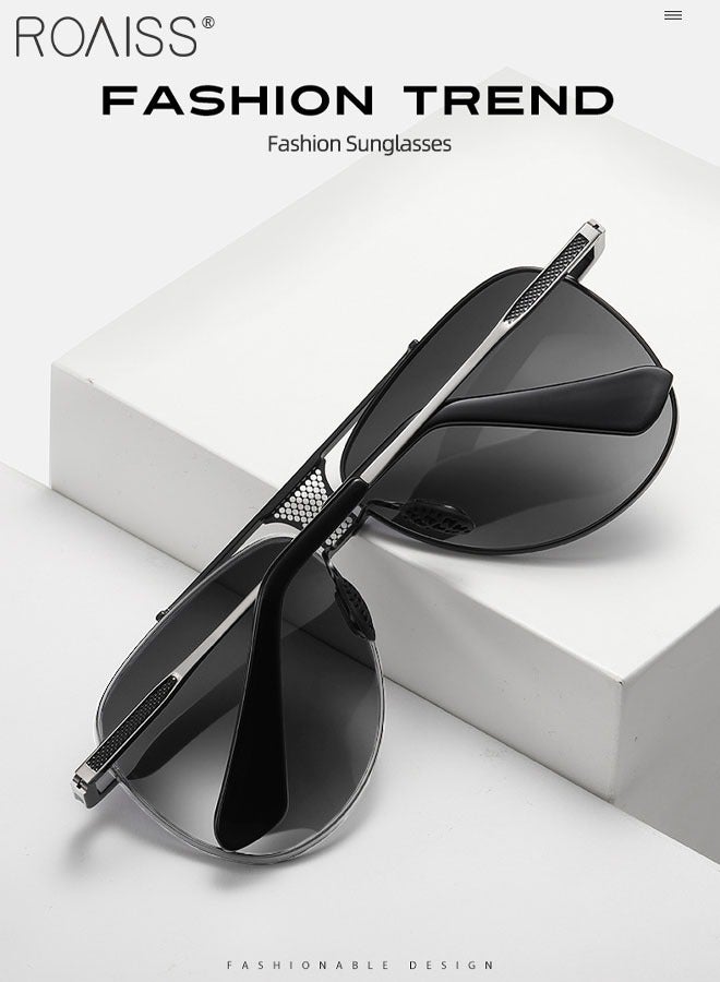 Men's Aviator Sunglasses, UV400 Protection Sun Glasses with Metal Frame, Fashion Anti-Glare Sun Shades for Men Driving, Fishing, Traveling, 61mm