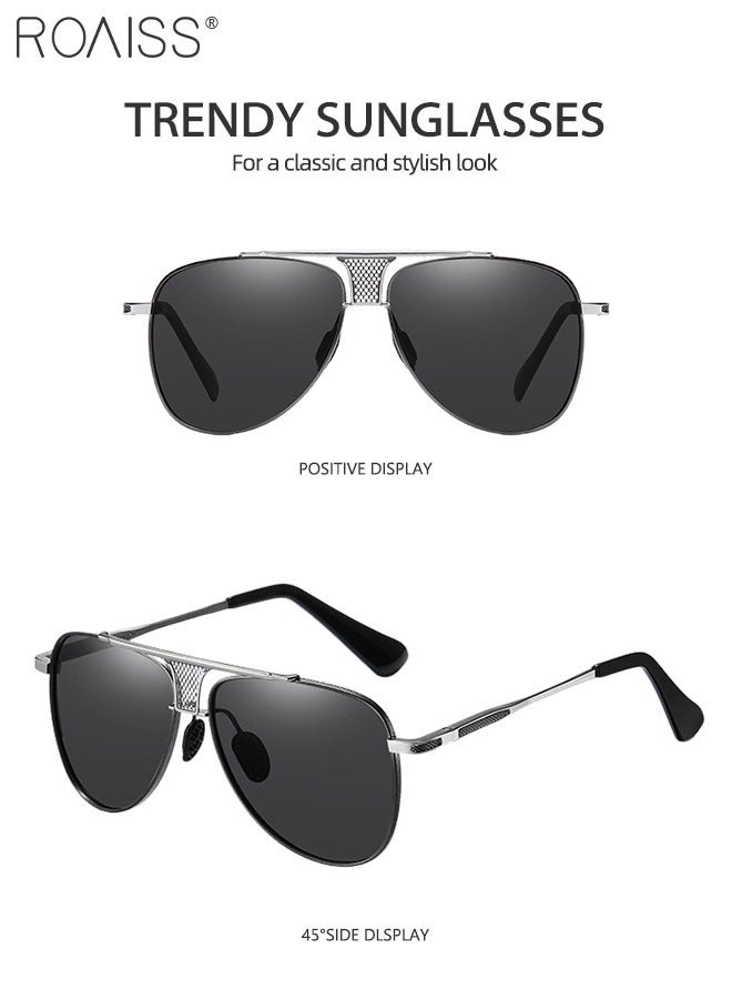 Men's Aviator Sunglasses, UV400 Protection Sun Glasses with Metal Frame, Fashion Anti-Glare Sun Shades for Men Driving, Fishing, Traveling, 61mm