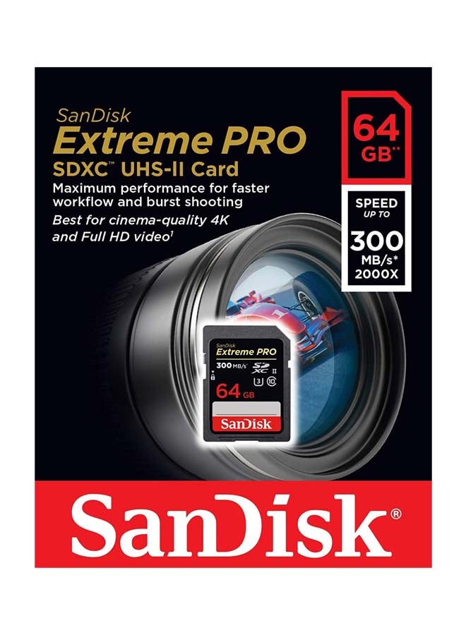 Extreme Pro SD 300 Mb/s,C10,UHS-II,U3 64 GB