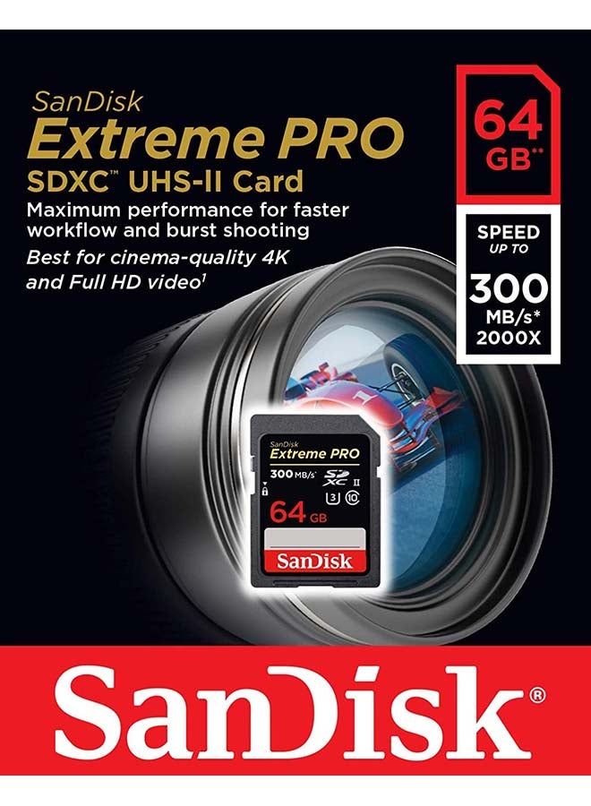 Extreme Pro SD 300 Mb/s,C10,UHS-II,U3 64 GB