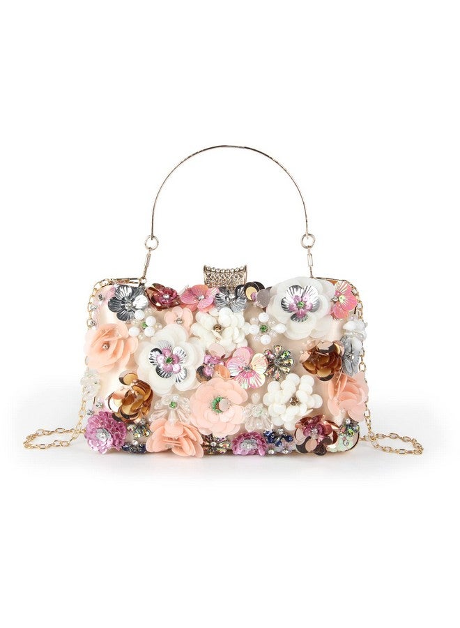 Women Elegance Floral Evening Clutch Purse Bags Flowers Beads Wedding Tote Bags Bride Shoulder Handbags