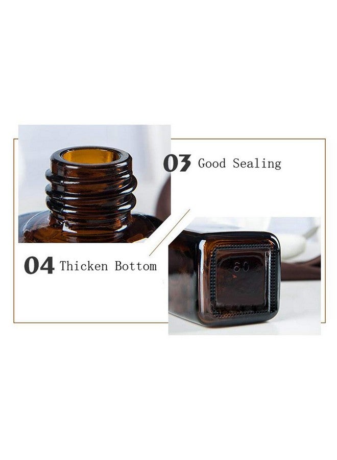 3 Pcs 100Ml 3.4Oz Amber Square Glass Dropper Bottle Empty Refillable Essential Oil Container With Black Head Cosmetic Dropper Jar Pot Perfume Dispense Sample Vial Tube For Travel Home