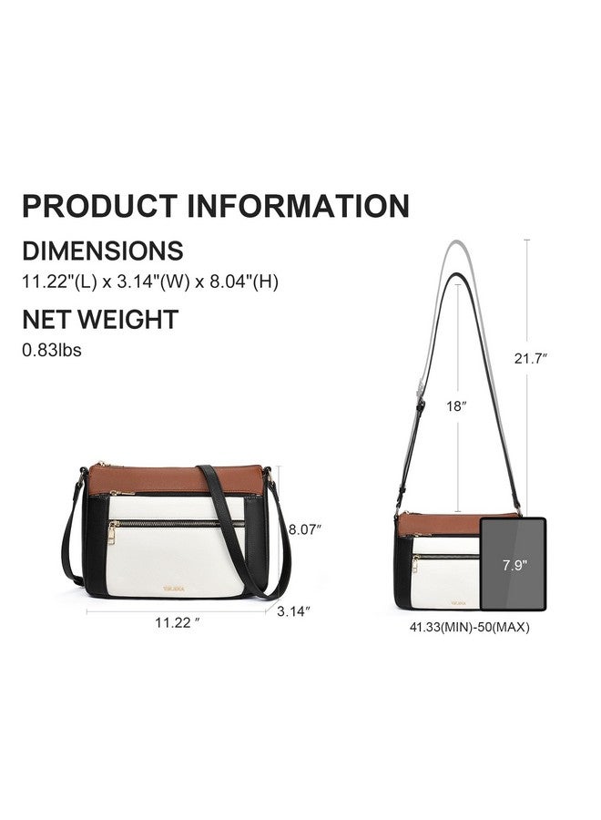 Crossbody Bags For Women Leather Cross Body Purse Camera Bag With Adjustable Strap Beige With Black And Brown
