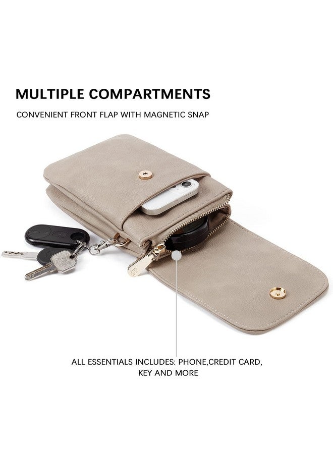 Leather Small Crossbody Bags For Women Designer Cell Phone Bag Wallet Purses Adjustable Strap Retro Grey
