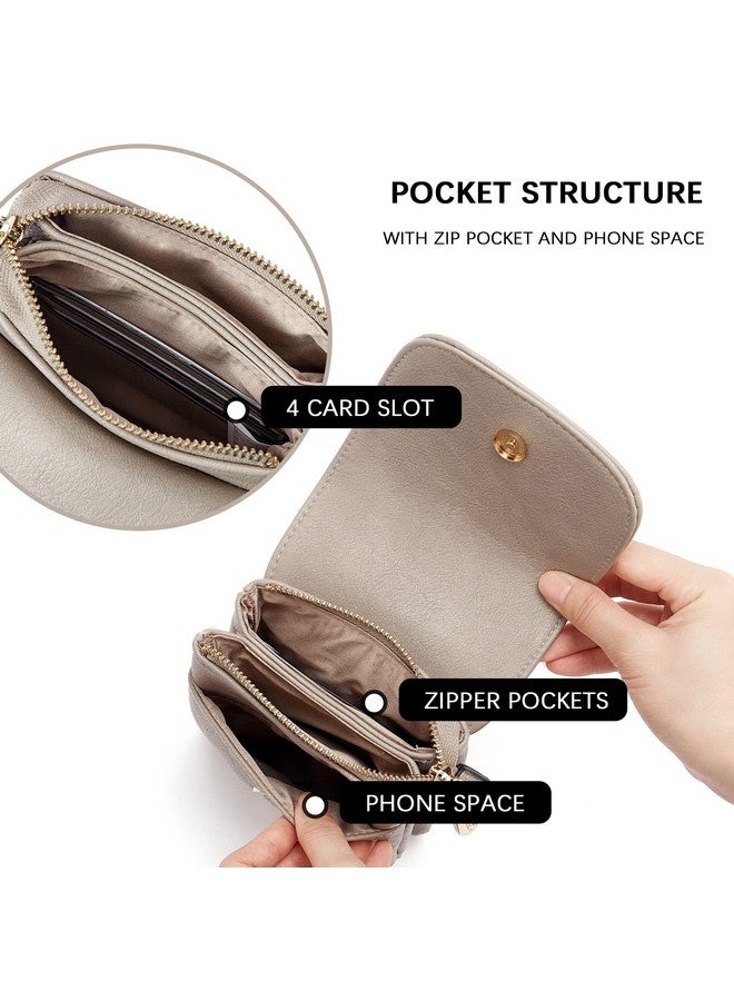 Leather Small Crossbody Bags For Women Designer Cell Phone Bag Wallet Purses Adjustable Strap Retro Grey