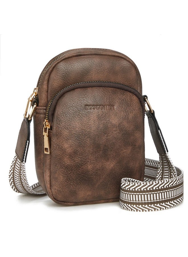 Small Crossbody Bags For Women Designer Zip Cell Phone Purse Shoulder Handbags Wallet With Card Slots Retro Coffee