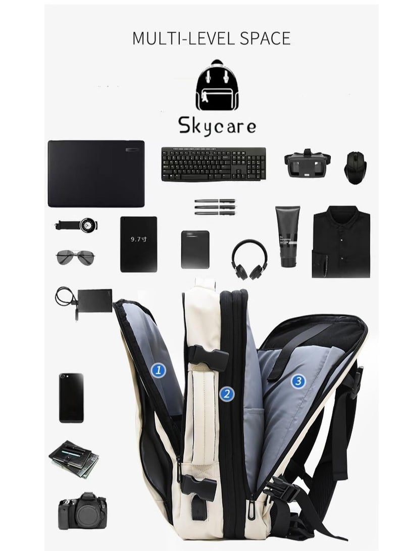 Skycare Business Travel Waterproof Backpack, Multi-functional Large Capacity Expandable Computer Bag for Handheld or Shoulder Carry