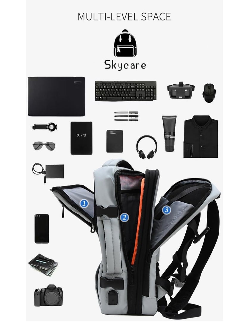 Skycare Business Travel Waterproof Backpack, Multi-functional Large Capacity Expandable Computer Bag for Handheld or Shoulder Carry