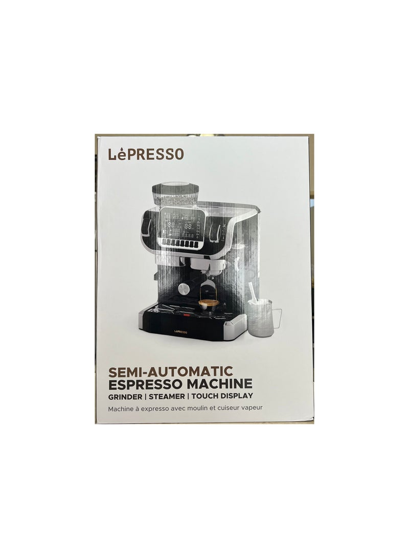 Espresso Coffee Maker with Bean Grinder and LCD Display - Black