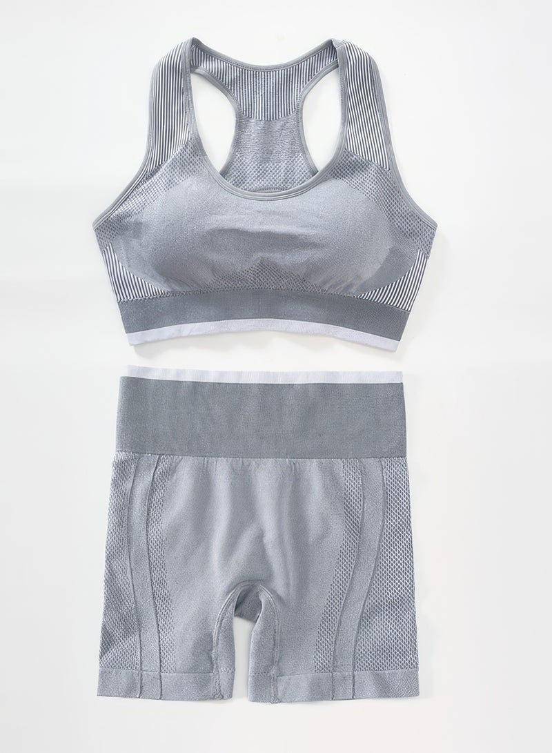 Women's Sportswear Set in White and Gray with Bra & Panties