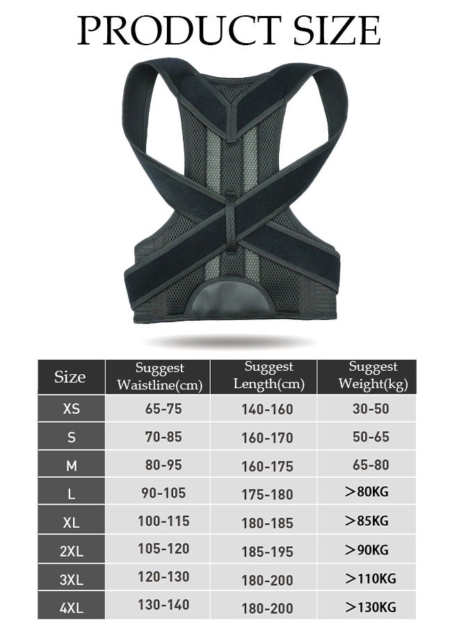 Posture Corrector Belt for Men and Women Comfortable Adjustable Back Braces Improve Neck Shoulder Posture Bands Pain Relief for Back Shoulders Neck M