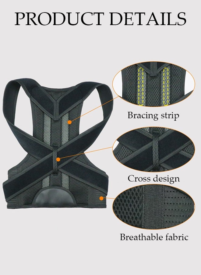 Posture Corrector Belt for Men and Women Comfortable Adjustable Back Braces Improve Neck Shoulder Posture Bands Pain Relief for Back Shoulders Neck M