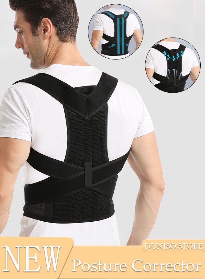 Posture Corrector for Women and Men, Back Brace Fully Adjustable & Comfy, Muscle Memory Support Straightener, Providing Pain Relief from Neck, Shoulder, and Upper and Lower Back