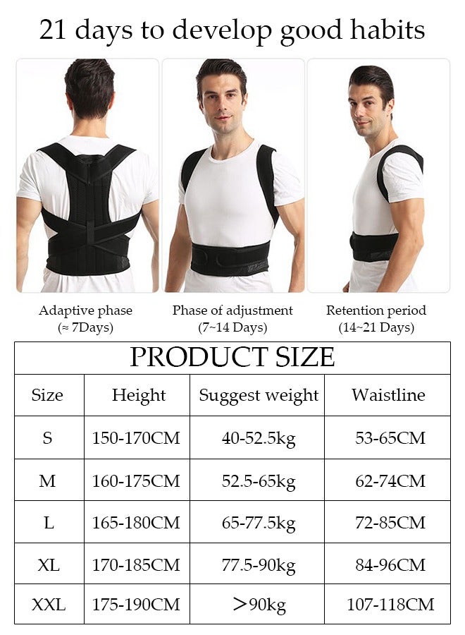 Posture Corrector for Women and Men, Back Brace Fully Adjustable & Comfy, Muscle Memory Support Straightener, Providing Pain Relief from Neck, Shoulder, and Upper and Lower Back