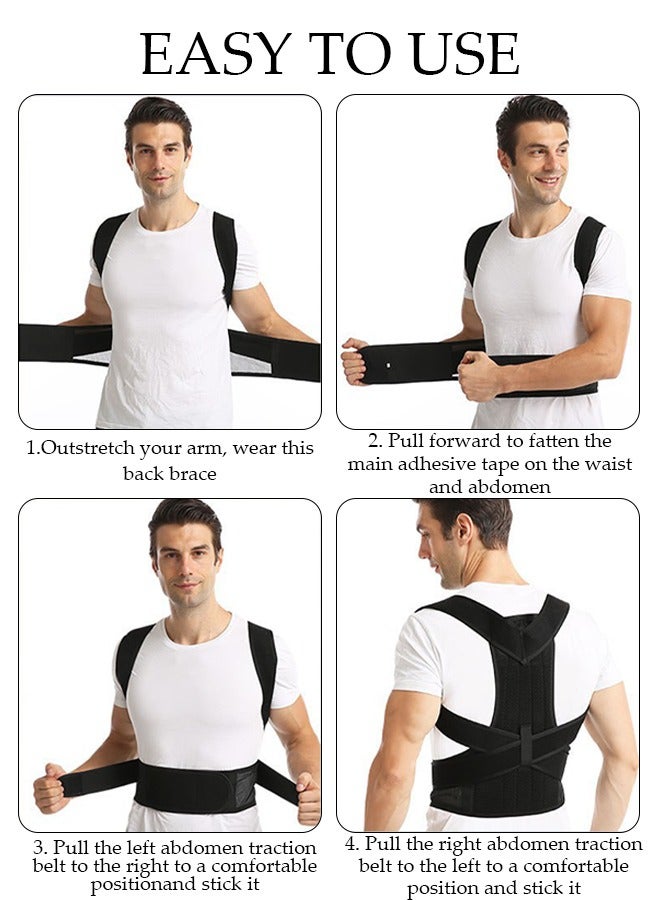 Posture Corrector for Women and Men, Back Brace Fully Adjustable & Comfy, Muscle Memory Support Straightener, Providing Pain Relief from Neck, Shoulder, and Upper and Lower Back