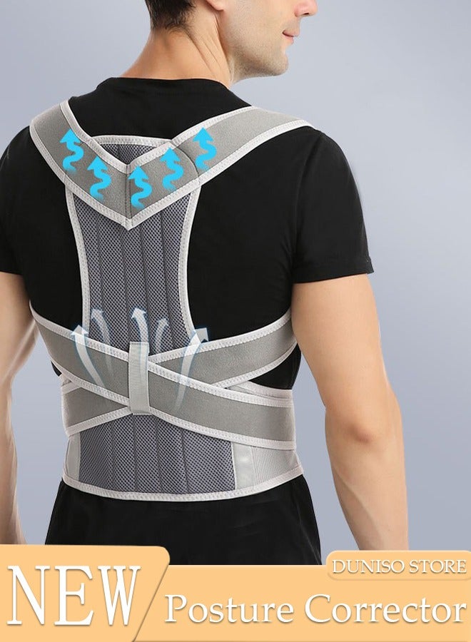 Posture Corrector for Women and Men, Back Brace Fully Adjustable & Comfy, Muscle Memory Support Straightener, Providing Pain Relief from Neck, Shoulder, and Upper and Lower Back