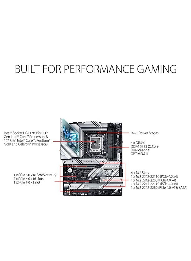 ROG Strix Z790-A Gaming WiFi D4 LGA1700(Intel®13th&12th Gen) ATX Gaming Motherboard(16+1 Power Stages,DDR4,4xM.2 Slots, PCIe® 5.0,WiFi 6E,USB 3.2 Gen 2x2 Type-C® with PD 3.0 up to 30W)