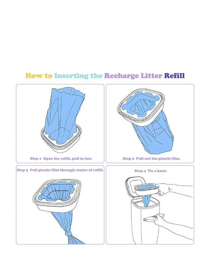 4 Pack Cat Litter Refills Bag, Litter Refills Generic Compatible with Standard/ XL Genie Litter Disposal Refill Cartridge, leak-proof and tear-resistant (Included One Non-original Refill Cartridge)