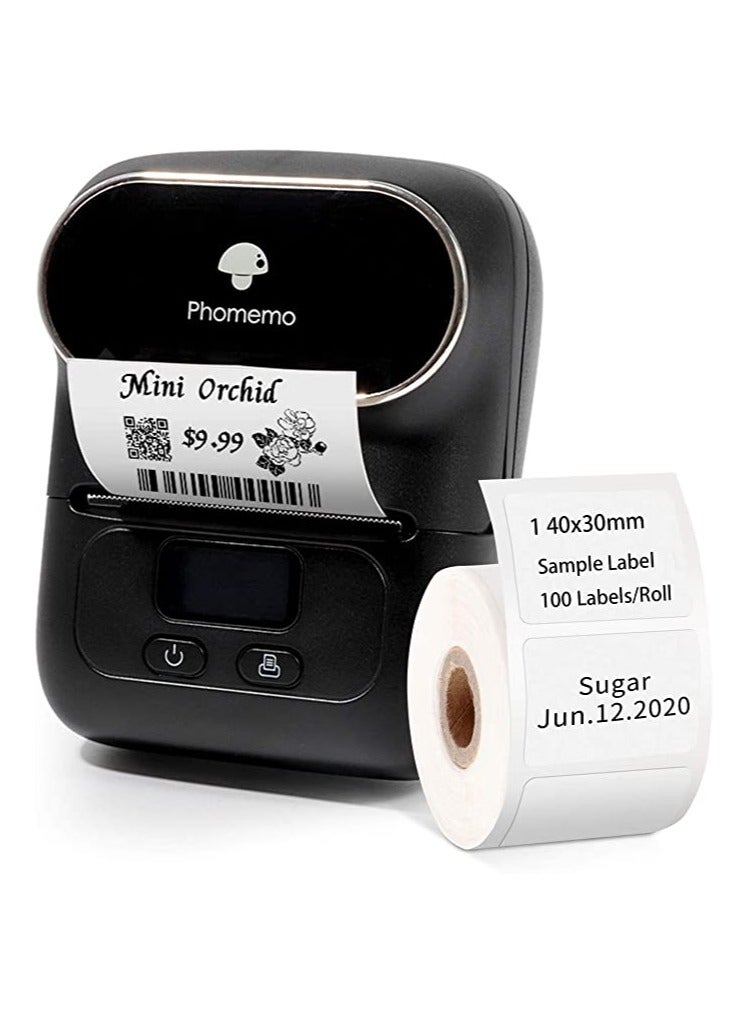 Phomemo M110 Portable Thermal Label Printer Bluetooth Connection Apply For Labeling Shipping Office Cable Retail Barcode And More Black