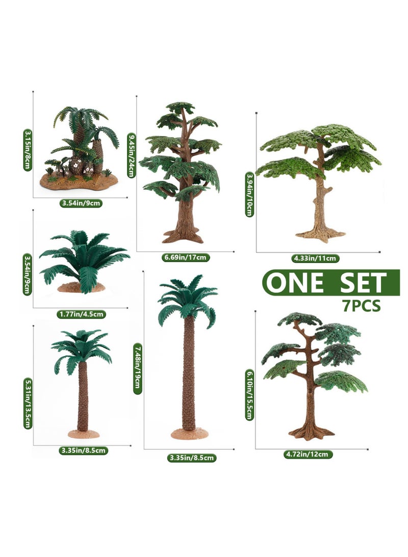 7PCS Model Trees, Simulation Miniature Trees DIY Craft Mini Palm Tree Realistic Plastic Palm Trees for Micro Landscape Model Railway Scenery,Fake Tree Train Decor