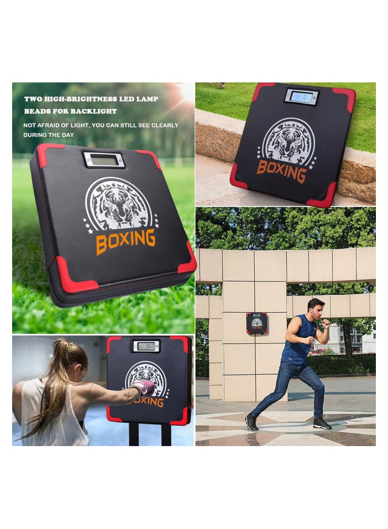 Punch Force Tester, Boxing Strength Mat, Wall Mounted Boxing Mat Used for Training Boxing, Indoor and Outdoor Boxing Strength Tester, Adjustable Height, Displaying Boxing Strength/Frequency