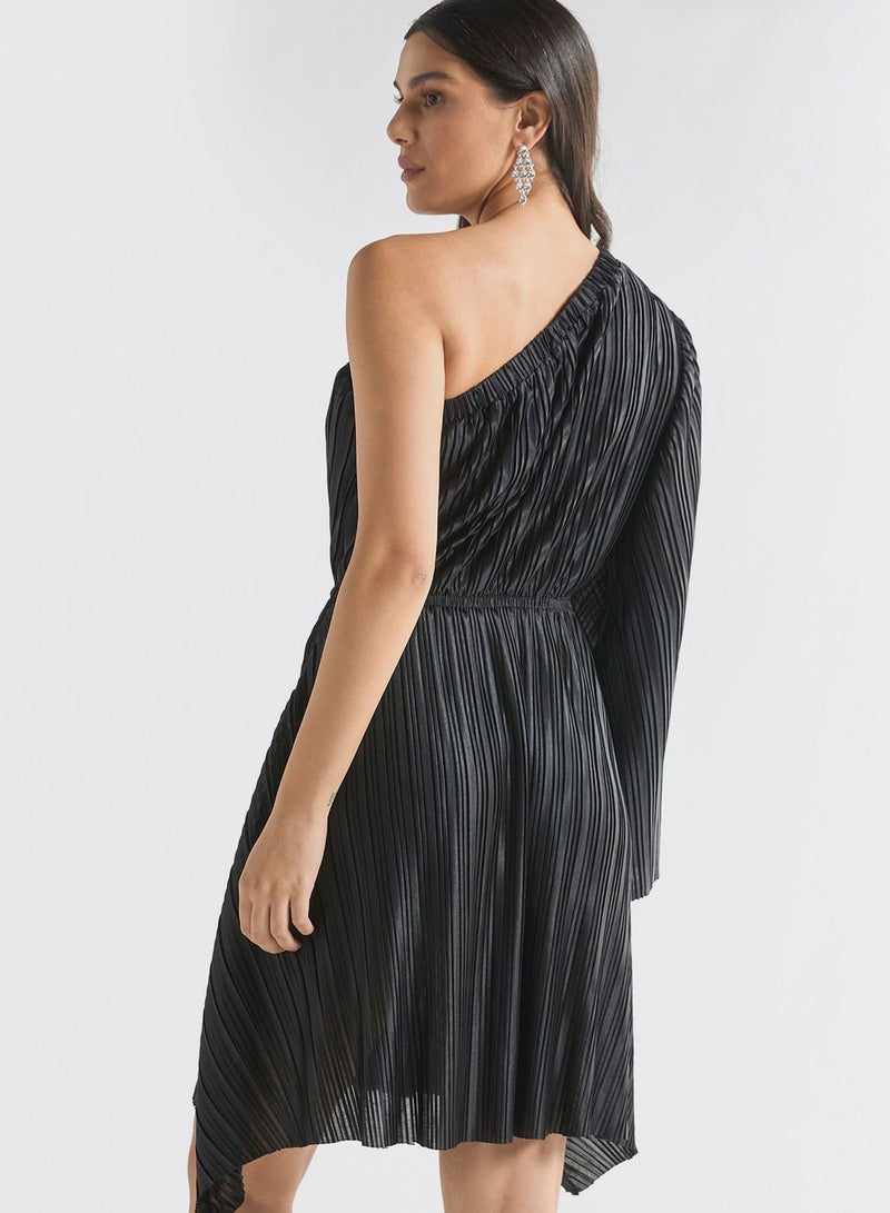 One Shoulder Pleated Dress