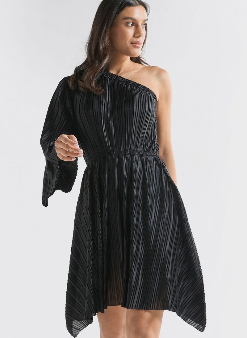 One Shoulder Pleated Dress