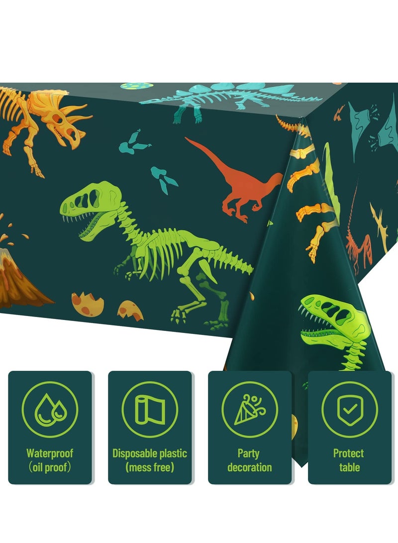 3 Pack Dinosaur Plastic Party Tablecloth, Disposable Dinosaur Table Cover, Suitable for Kids Adults Birthday Dinosaur Party Picnic(54 x 108 Inch)