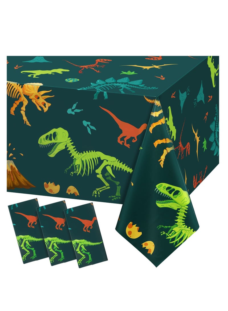 3 Pack Dinosaur Plastic Party Tablecloth, Disposable Dinosaur Table Cover, Suitable for Kids Adults Birthday Dinosaur Party Picnic(54 x 108 Inch)