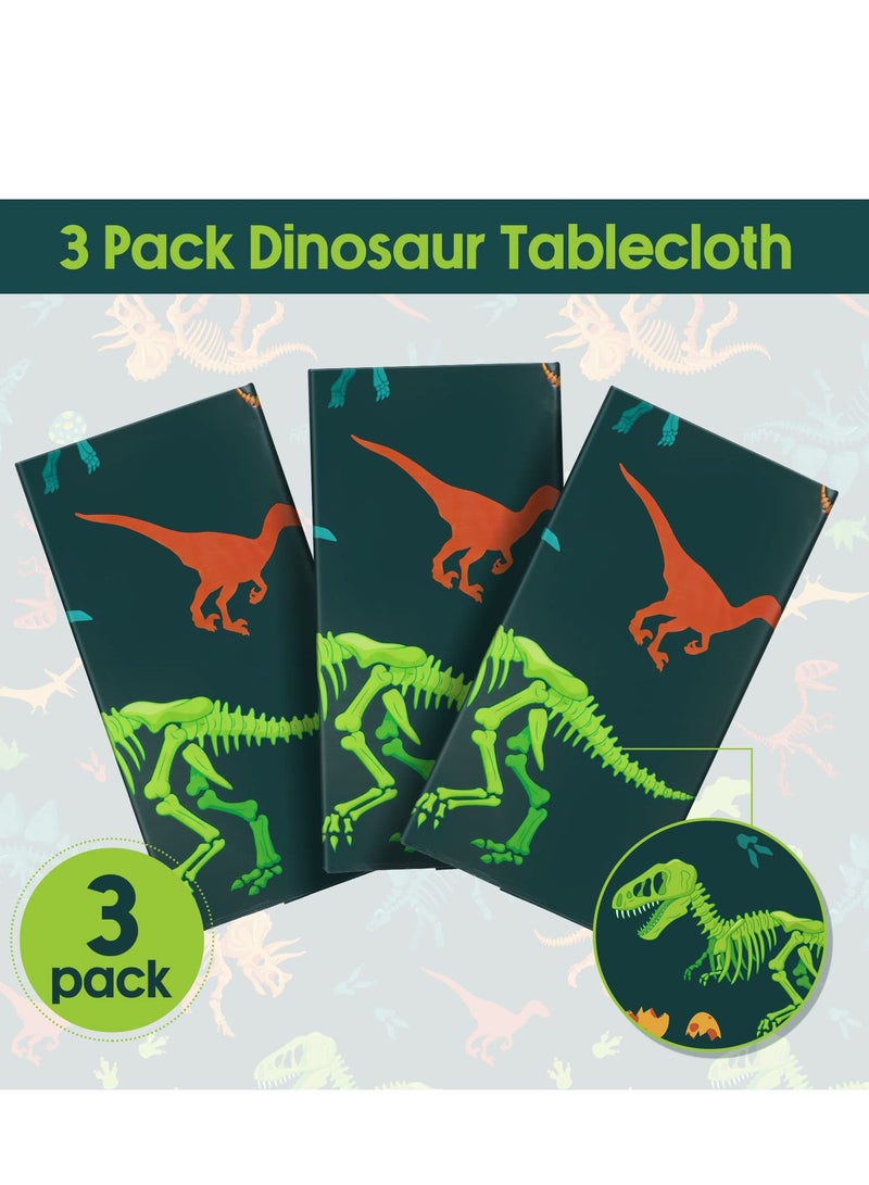 3 Pack Dinosaur Plastic Party Tablecloth, Disposable Dinosaur Table Cover, Suitable for Kids Adults Birthday Dinosaur Party Picnic(54 x 108 Inch)