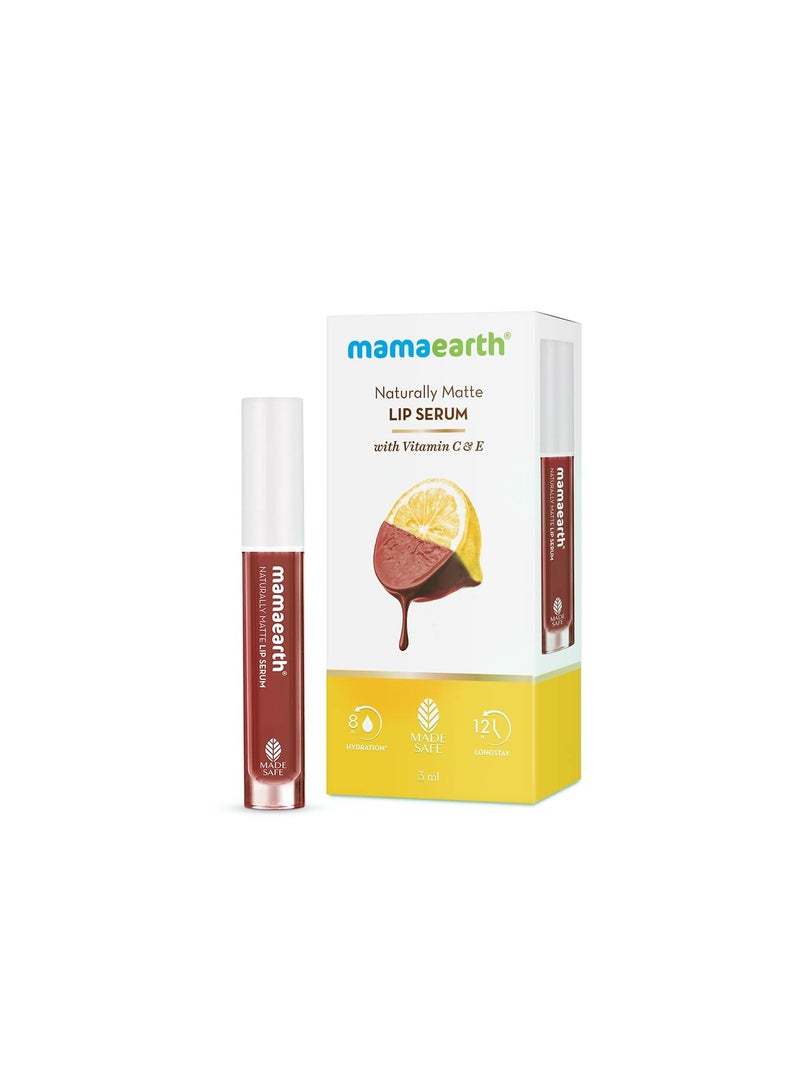 Mamaearth Naturally Matte Lip Serum   Matte Liquid Lipstick with Vitamin C and E For Upto 12 Hour Long Stay  01 Caramel Nude  Nude  3 ml