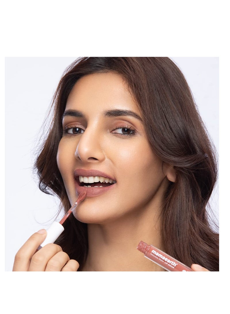 Mamaearth Naturally Matte Lip Serum   Matte Liquid Lipstick with Vitamin C and E For Upto 12 Hour Long Stay  01 Caramel Nude  Nude  3 ml