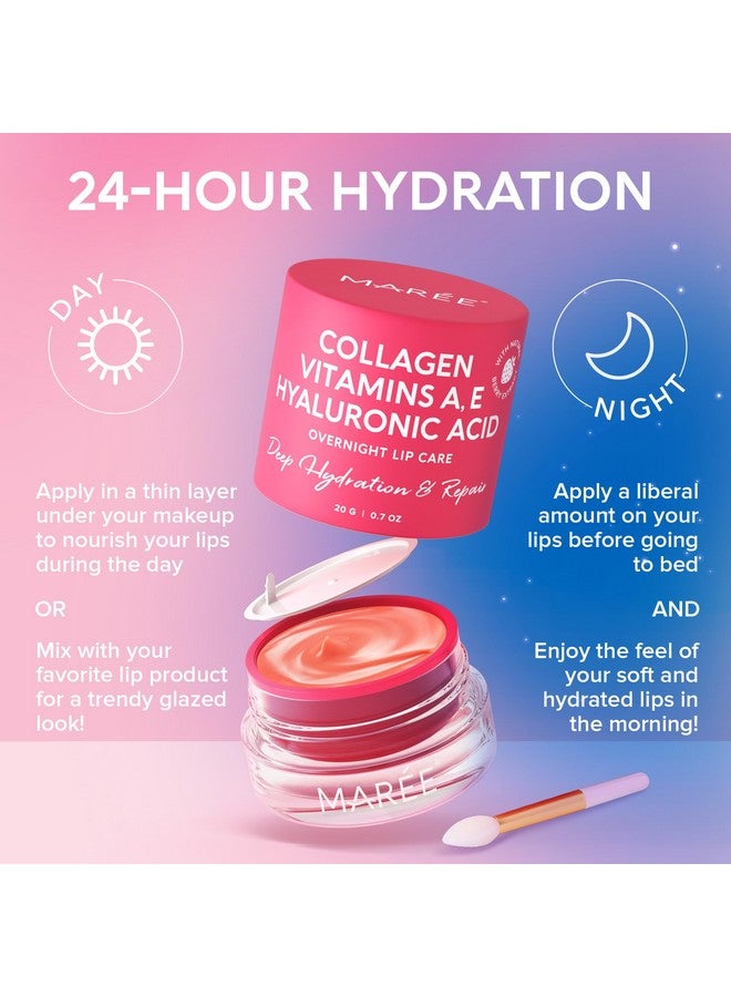 Lip Mask With Hyaluronic Acid & Coconut Oil Overnight Collagen Lip Butter To Nourish & Hydrate Dry Cracked Lips Moisturizer For Skin Care With Shea & Cocoa Butter Sleeping Lip Butter Balm