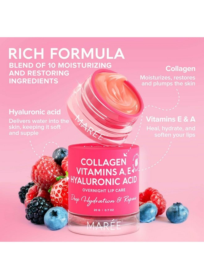 Lip Mask With Hyaluronic Acid & Coconut Oil Overnight Collagen Lip Butter To Nourish & Hydrate Dry Cracked Lips Moisturizer For Skin Care With Shea & Cocoa Butter Sleeping Lip Butter Balm