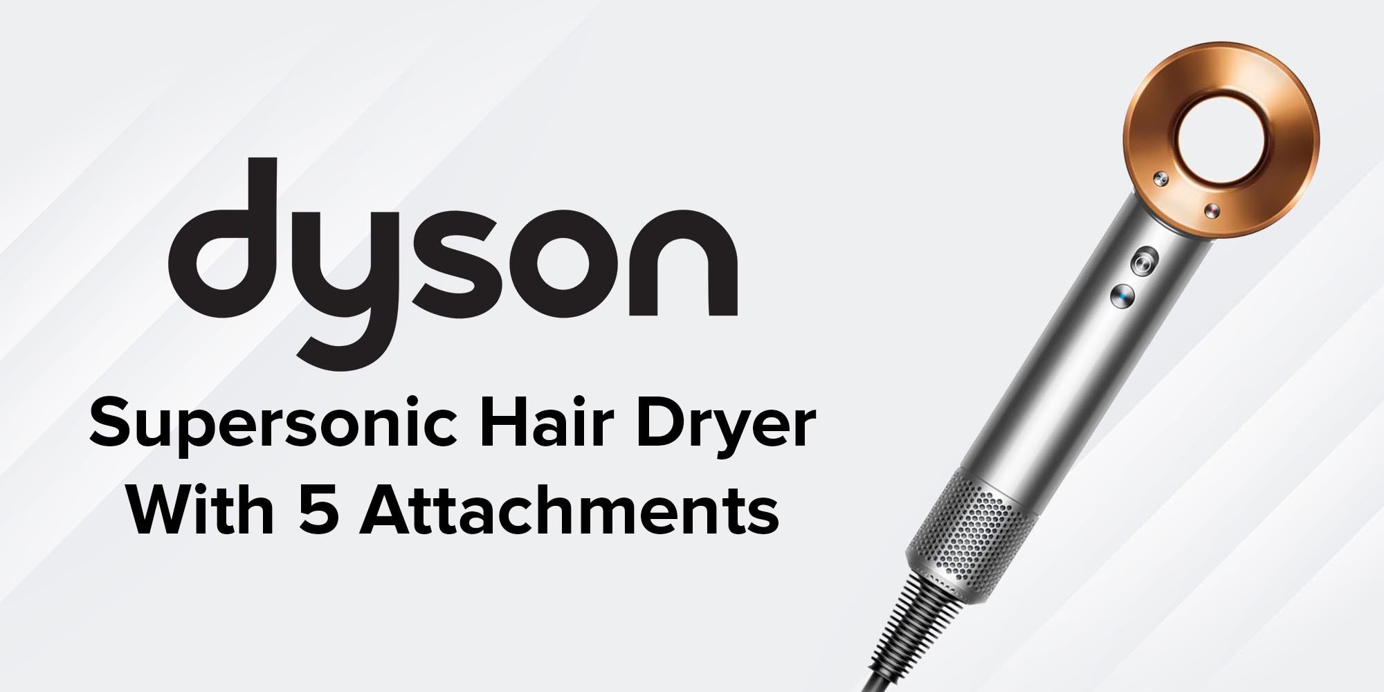Supersonic Hairdryer HD08 With 5 Attachments - International Version Nickel/Copper