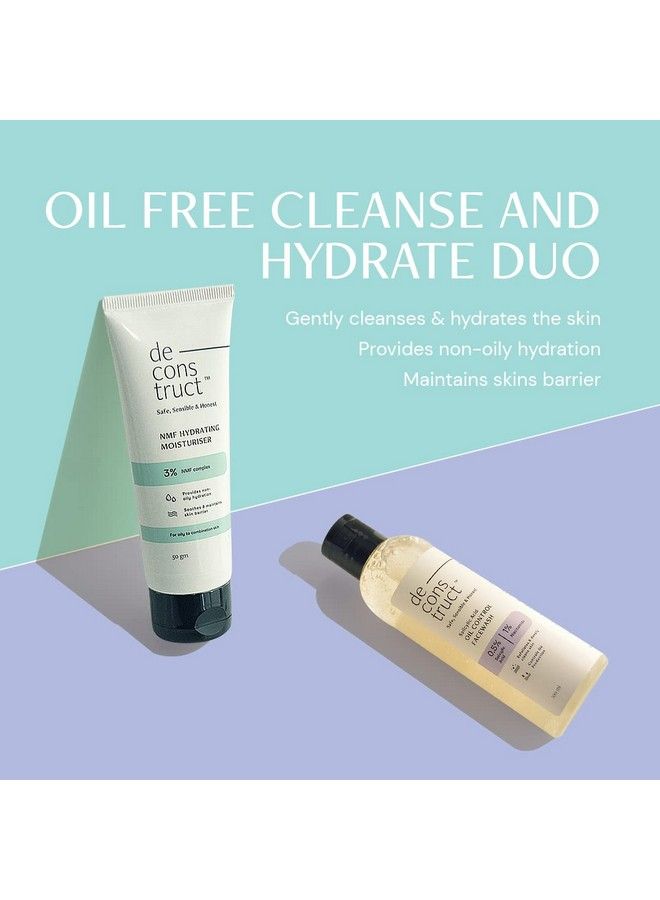 Daily Oil Free Cleanse & Hydrate Duo Oil Control Face Wash (100Ml) + Hydrating Moisturiser (50G) ; Oilfree And Hydrated Skin ; For Oily Acne Prone Skin ; Pack Of 2