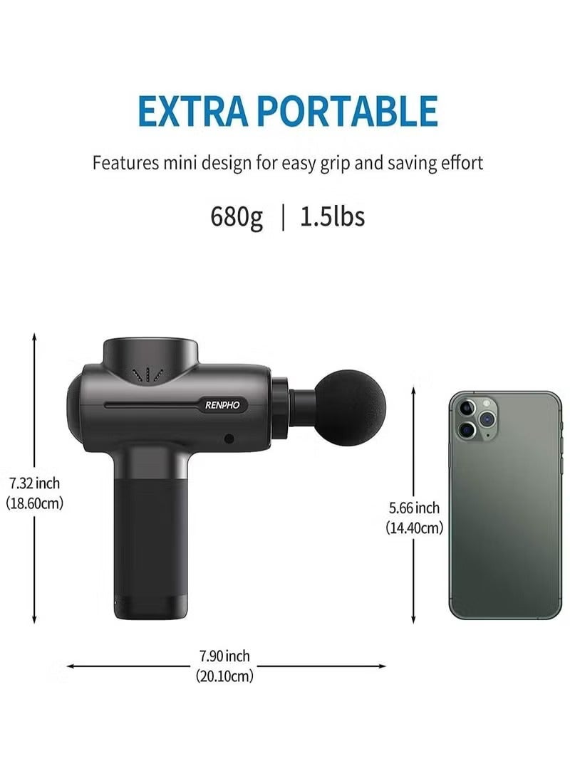 RENPHO Powerful Portable Massage Gun with Long Battery Life and 10 Min Auto-off Protection - Black