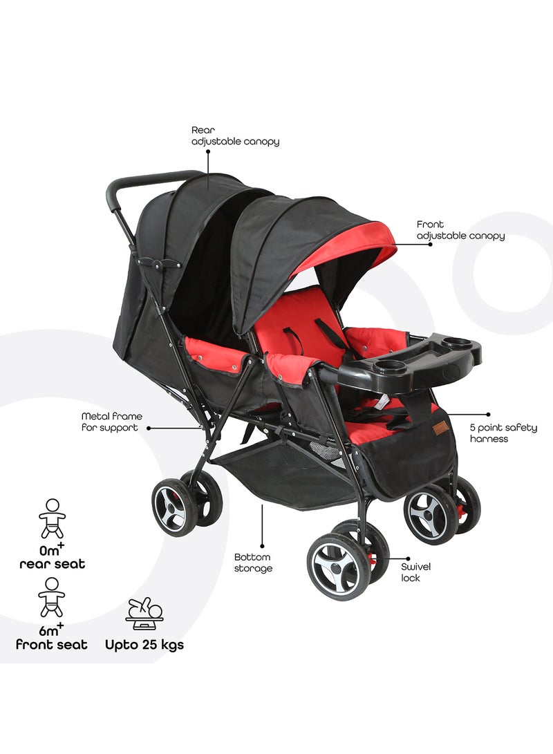 Pair Twin Stroller -  Fire Red