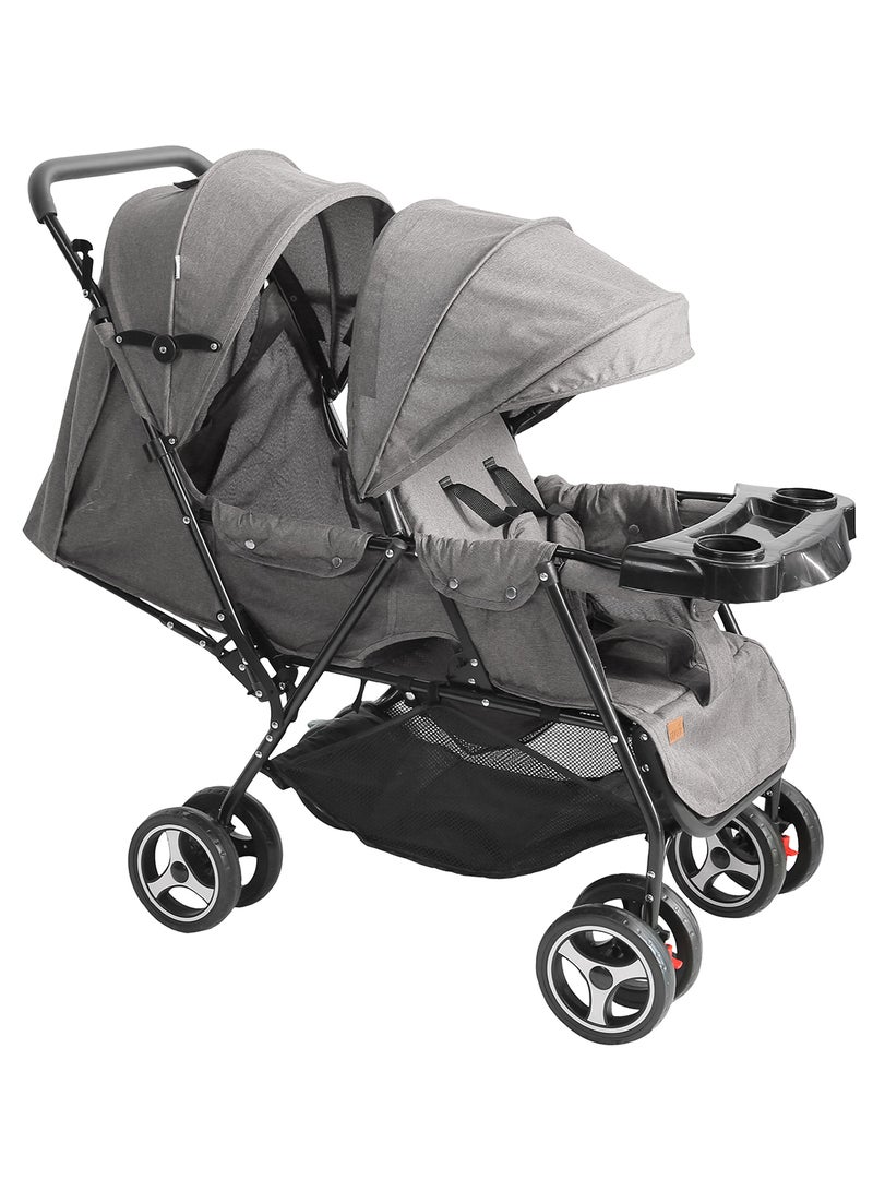 Pair Twin Stroller -Mid Grey