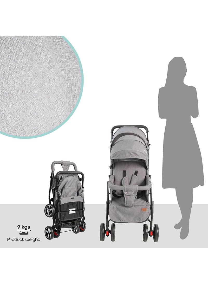 Pair Twin Stroller -Mid Grey