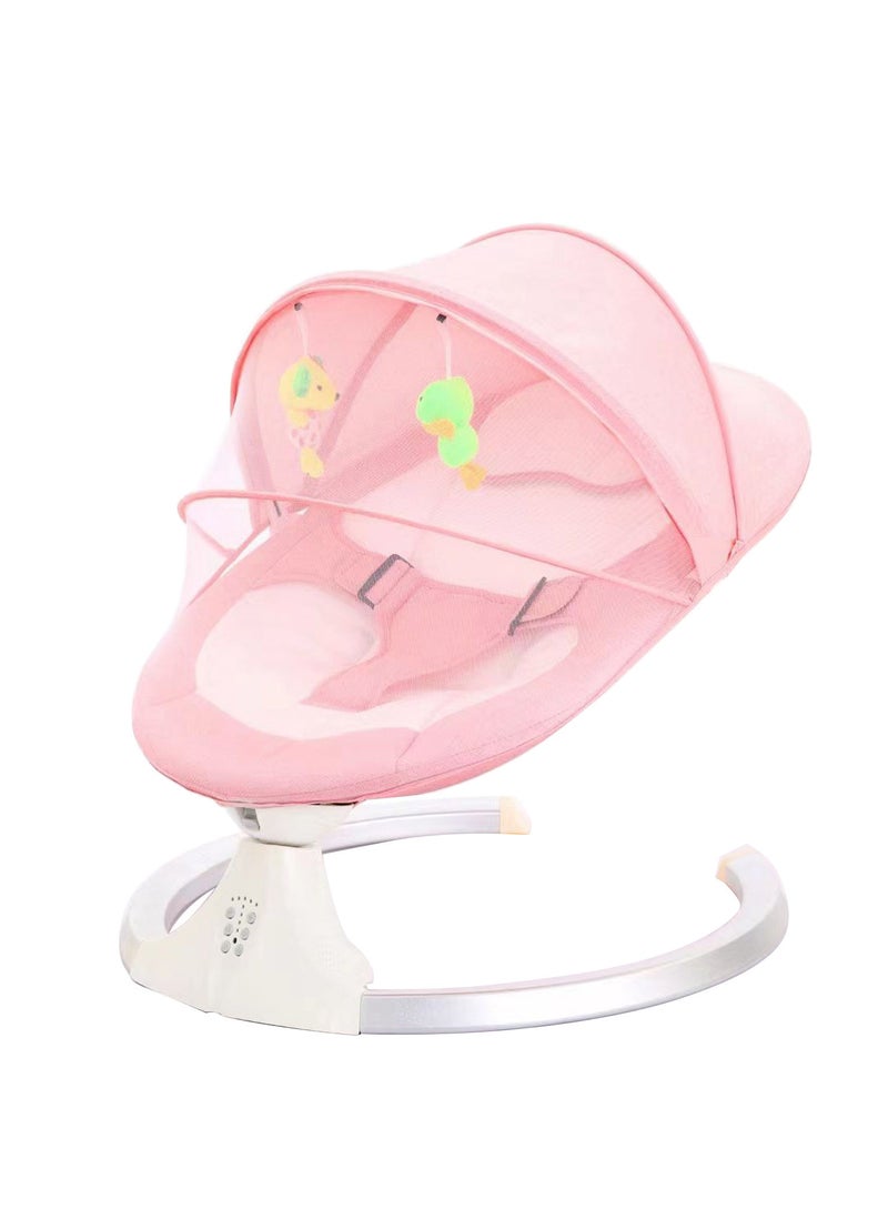 Lovely Baby Kids Rocker LB 88605 with Swing Function - Hanging Toys - Music - Canopy - & Remote - Safe Swing Seat for Newborns - Rocking Chair for Small Infant 6-18 months - Pink