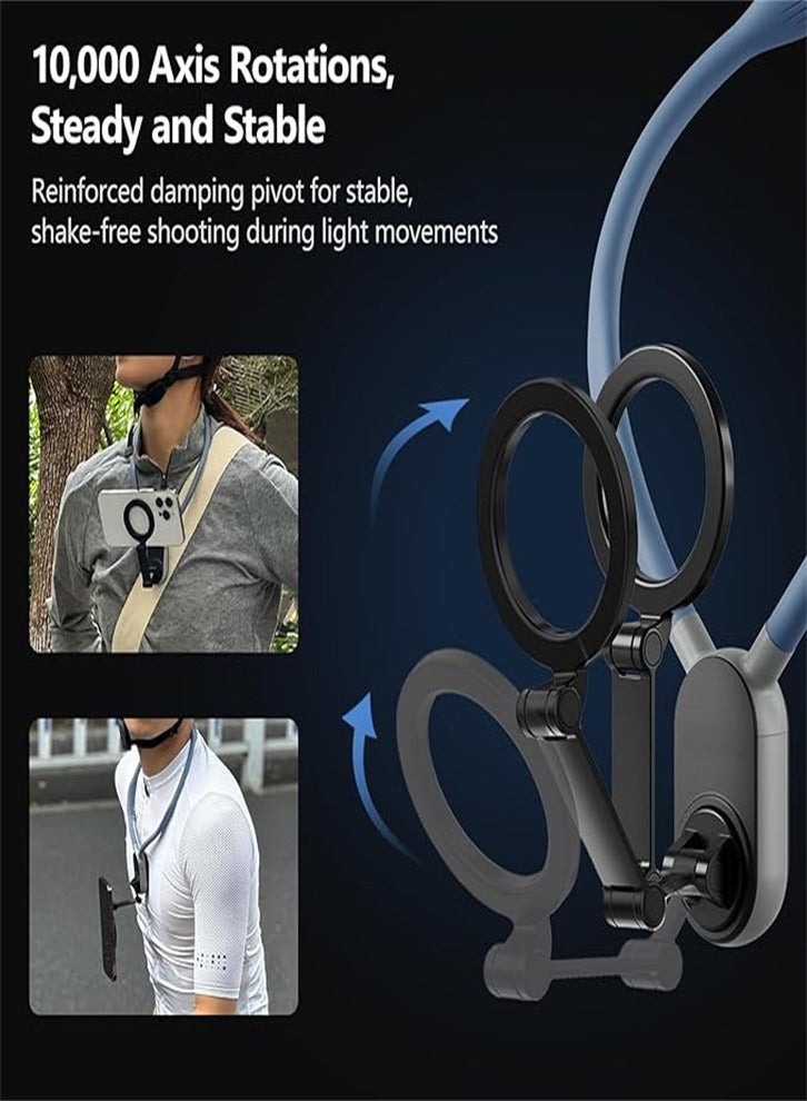 Neck Phone Holder, Cell Phone Holder Around Neck POV/Vlog Selfie Mount Hand Free Phones Neck Holder Video Recording Chest Stand for iPhone 15 14 13 12 Seires and All Smartphones (blue)