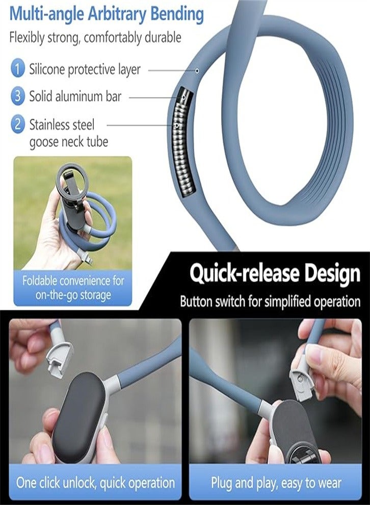 Neck Phone Holder, Cell Phone Holder Around Neck POV/Vlog Selfie Mount Hand Free Phones Neck Holder Video Recording Chest Stand for iPhone 15 14 13 12 Seires and All Smartphones (blue)