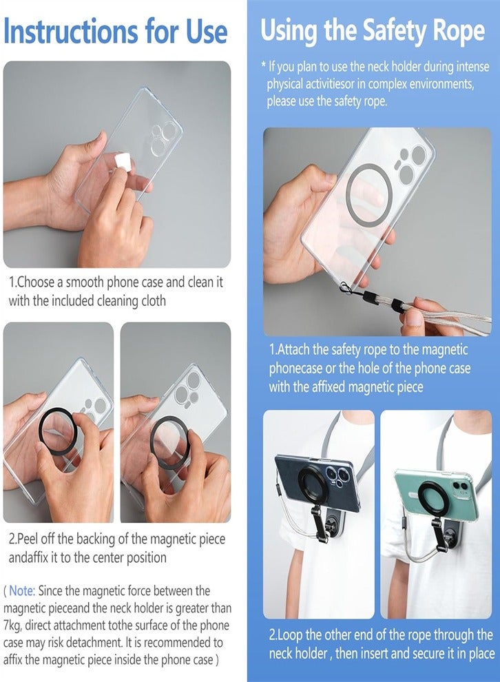 Neck Phone Holder, Cell Phone Holder Around Neck POV/Vlog Selfie Mount Hand Free Phones Neck Holder Video Recording Chest Stand for iPhone 15 14 13 12 Seires and All Smartphones (Grey)