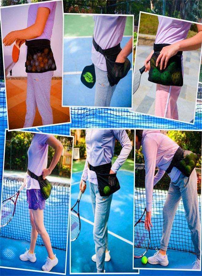 Portable Tennis Bag Sports Bag with Storage Pouch and Waist Pack Mesh Bag Tennis Ball Waist Pouch Holder Tennis Ball Bag Tennis Ball Holder Waist Pickleball Holder Hipster Ball Band Pickleball