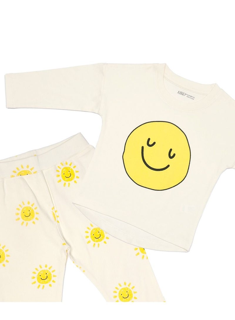 AIKO - Kids Cute Eternal Smiles Long Two Piece Pyjama Set 3-6 Months