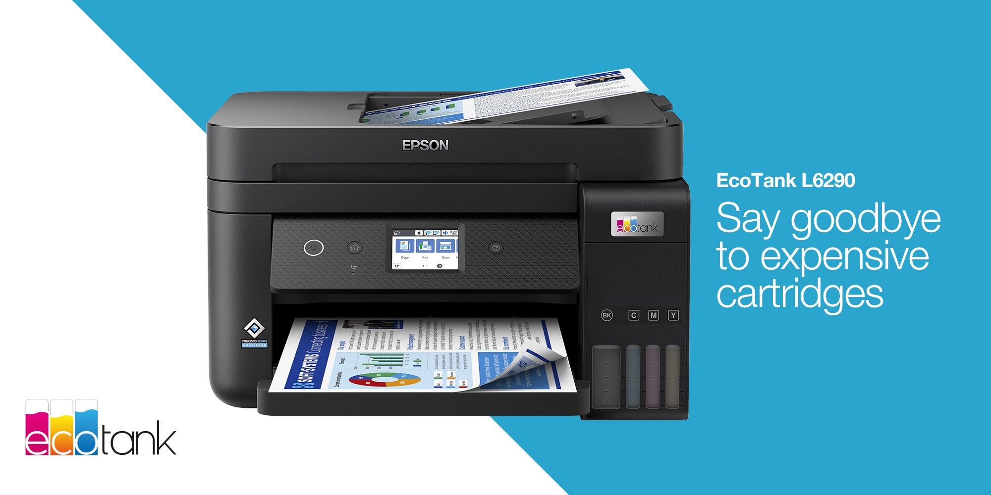 Ecotank L6290 Office Ink Tank Printer A4 Colour 4-In-1 Printer With ADF, Wi-Fi And Smart Panel Connectivity And Lcd Screen Black