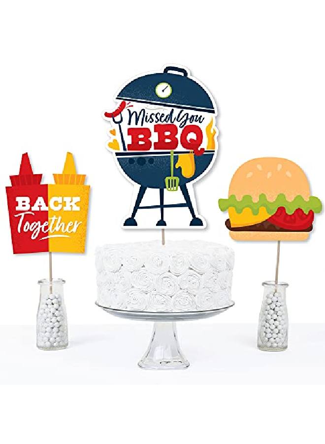 Missed You Bbq Backyard Summer Picnic Party Centerpiece Sticks Table Toppers Set Of 15