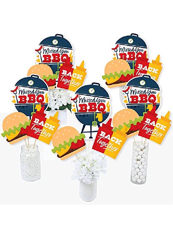 Missed You Bbq Backyard Summer Picnic Party Centerpiece Sticks Table Toppers Set Of 15