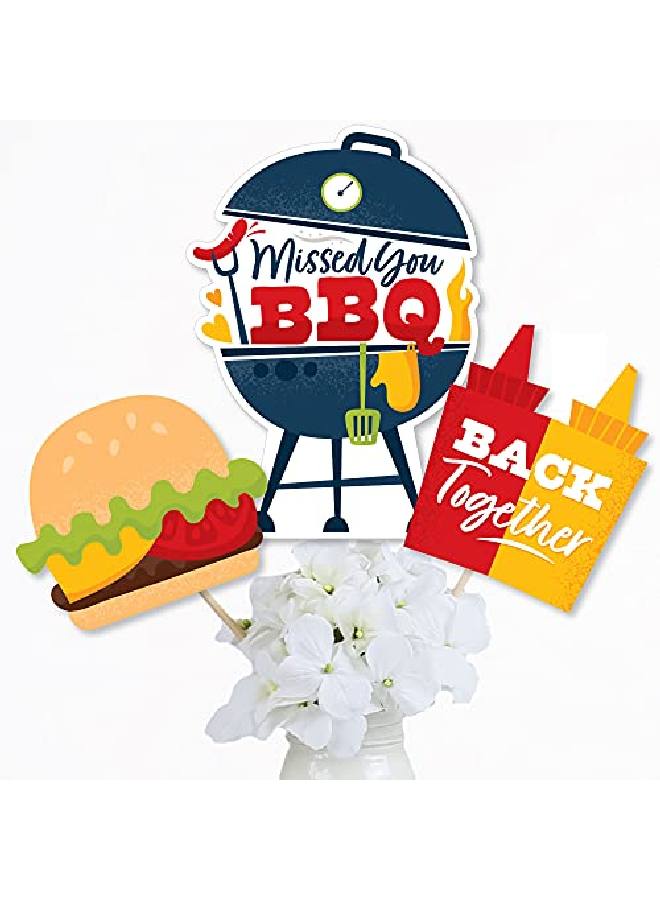 Missed You Bbq Backyard Summer Picnic Party Centerpiece Sticks Table Toppers Set Of 15